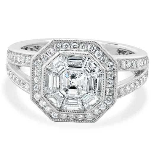 18 Karat White Gold Mosaic Set Diamond Ring