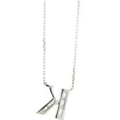 18 Karat White Gold Mosaic Set Diamond Initial K Necklace
