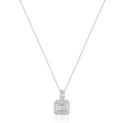 18 Karat White Gold Mosaic Diamond Drop Necklace