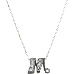 14 Karat White Gold Mosaic Set Diamond M Necklace