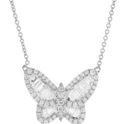 18 Karat White Gold Mosaic Set Diamond Butterfly