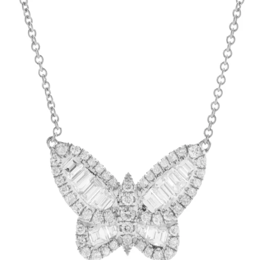 18 Karat White Gold Mosaic Set Diamond Butterfly