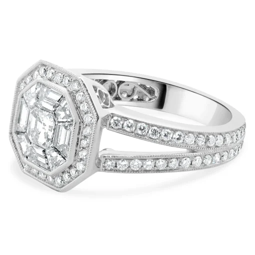 18 Karat White Gold Mosaic Set Diamond Ring