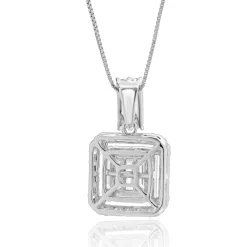 18 Karat White Gold Mosaic Diamond Drop Necklace