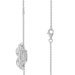 18 Karat White Gold Mosaic Set Diamond Flower Necklace