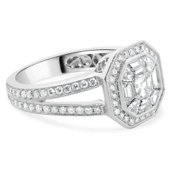 18 Karat White Gold Mosaic Set Diamond Ring