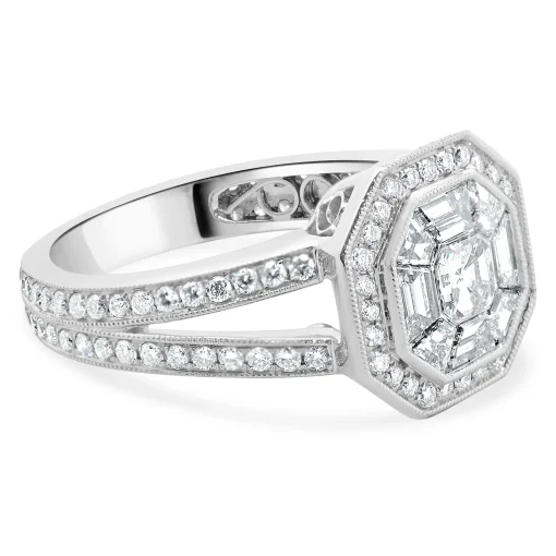 18 Karat White Gold Mosaic Set Diamond Ring