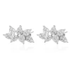 18 Karat White Gold Multi Cut Diamond Floral Spray Earrings