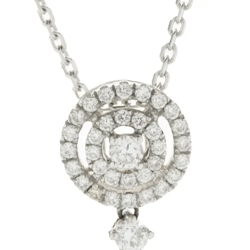18 Karat White Gold Multi Circle Diamond Open Pendant