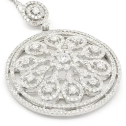 18 Karat White Gold Multi Circle Diamond Open Pendant