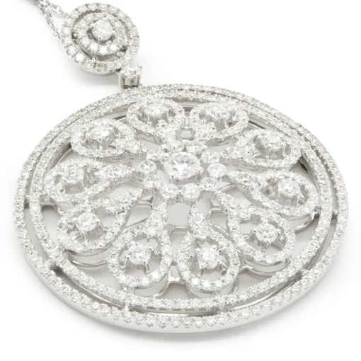 18 Karat White Gold Multi Circle Diamond Open Pendant
