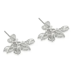 18 Karat White Gold Multi Cut Diamond Floral Spray Earrings