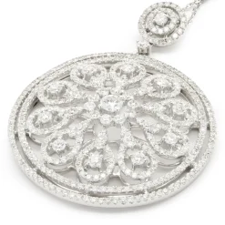 18 Karat White Gold Multi Circle Diamond Open Pendant