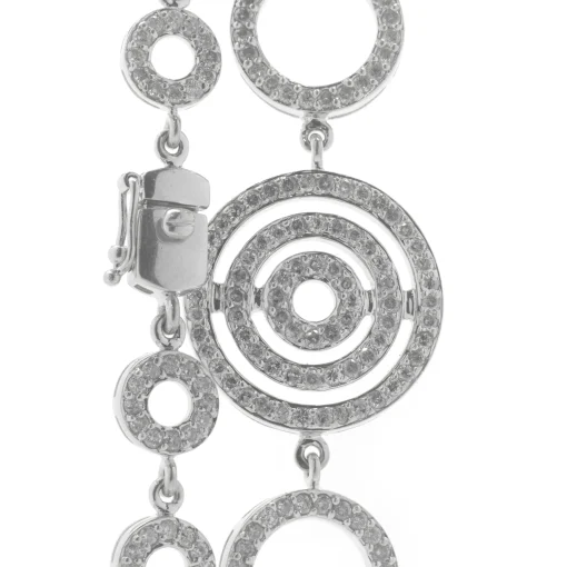 14 Karat White Gold Multi Circle Link Bracelet
