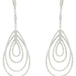18 Karat White Gold Multi Layered Diamond Tear Drop Earrings