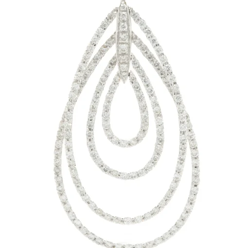 18 Karat White Gold Multi Layered Diamond Tear Drop Earrings