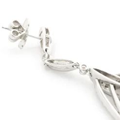 18 Karat White Gold Multi Layered Diamond Tear Drop Earrings