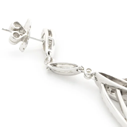 18 Karat White Gold Multi Layered Diamond Tear Drop Earrings