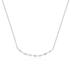 14 Karat White Gold Multi Shape Diamond Smile Necklace