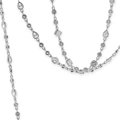 18 Karat White Gold Multi Shaped Diamonds By The Yard Necklace