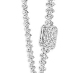 18 Karat White Gold Multi Shape Diamond Floral Necklace with Mosaic Centerpiece