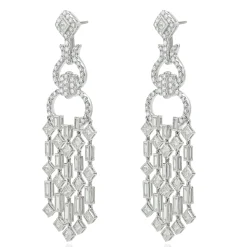 18 Karat White Gold Multi Shape Diamond Chandelier Drop Earrings
