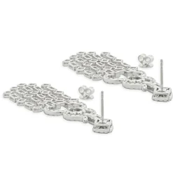 18 Karat White Gold Multi Shape Diamond Chandelier Drop Earrings