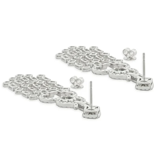 18 Karat White Gold Multi Shape Diamond Chandelier Drop Earrings