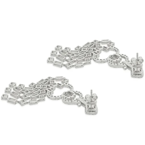 18 Karat White Gold Multi Shape Diamond Chandelier Drop Earrings