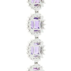 18 Karat White Gold No Heat Purple Sapphire and Diamond Halo Necklace