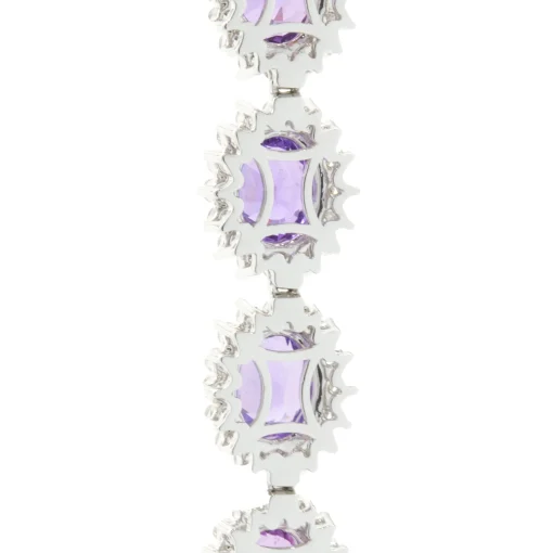 18 Karat White Gold No Heat Purple Sapphire and Diamond Halo Necklace