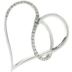 18 Karat White Gold Open Heart Diamond Swirl Pendant