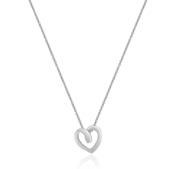 14 Karat White Gold Open Heart Necklace