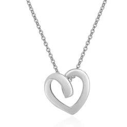 14 Karat White Gold Open Heart Necklace