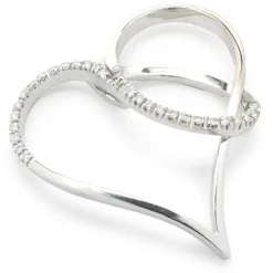 18 Karat White Gold Open Heart Diamond Swirl Pendant