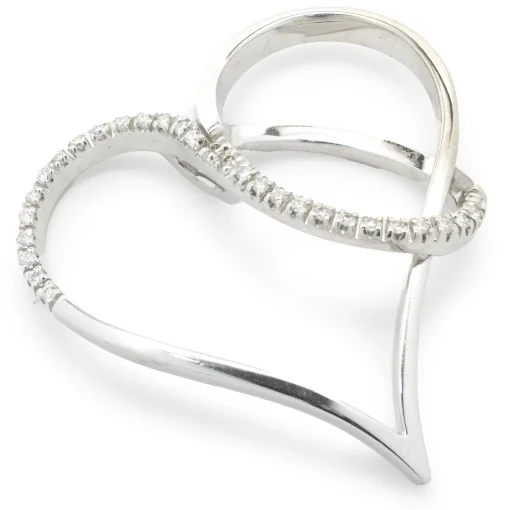 18 Karat White Gold Open Heart Diamond Swirl Pendant