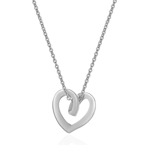 14 Karat White Gold Open Heart Necklace