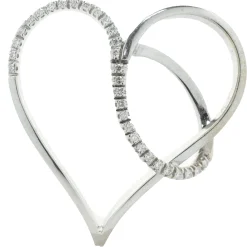 18 Karat White Gold Open Heart Diamond Swirl Pendant