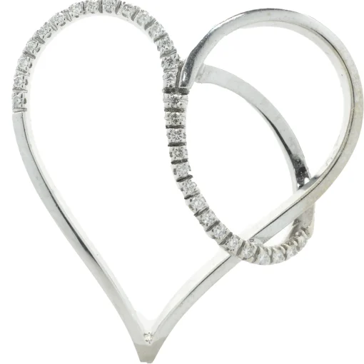 18 Karat White Gold Open Heart Diamond Swirl Pendant
