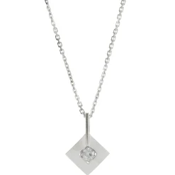 14 Karat White Gold Open Square Diamond Necklace