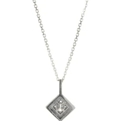 14 Karat White Gold Open Square Diamond Necklace
