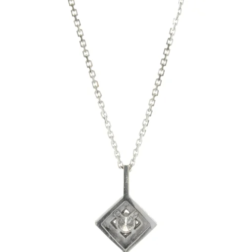 14 Karat White Gold Open Square Diamond Necklace