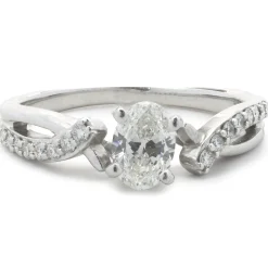 14 Karat White Gold Oval Cut Diamond Engagement Ring