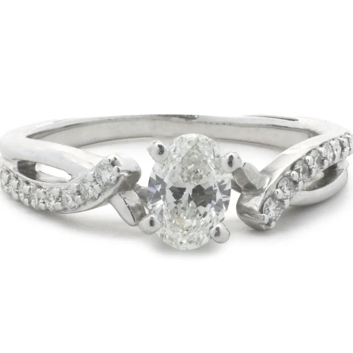 14 Karat White Gold Oval Cut Diamond Engagement Ring