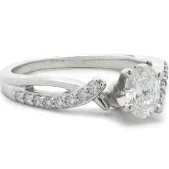 14 Karat White Gold Oval Cut Diamond Engagement Ring