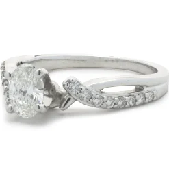 14 Karat White Gold Oval Cut Diamond Engagement Ring
