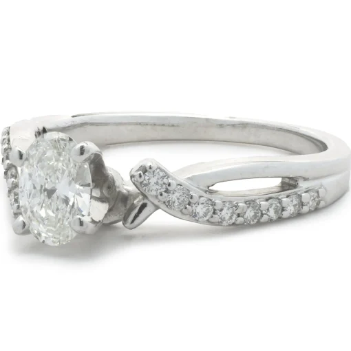 14 Karat White Gold Oval Cut Diamond Engagement Ring