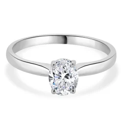 14 Karat White Gold Oval Diamond Engagement Ring