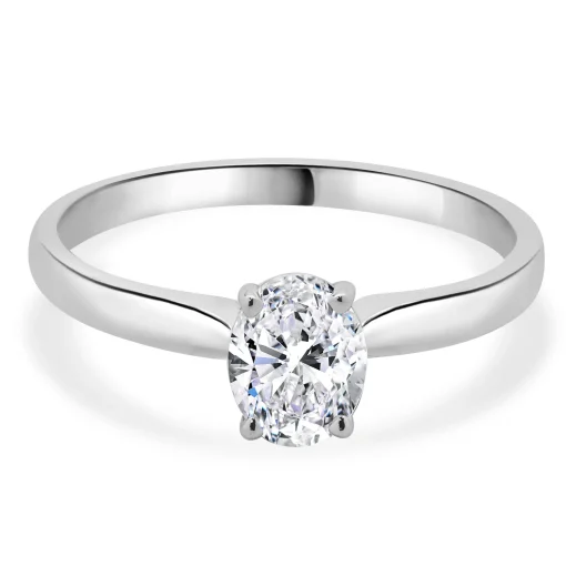 14 Karat White Gold Oval Diamond Engagement Ring