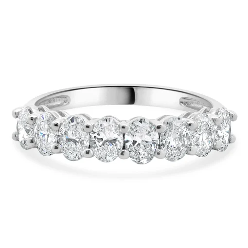 18 Karat White Gold Oval Diamond Band
